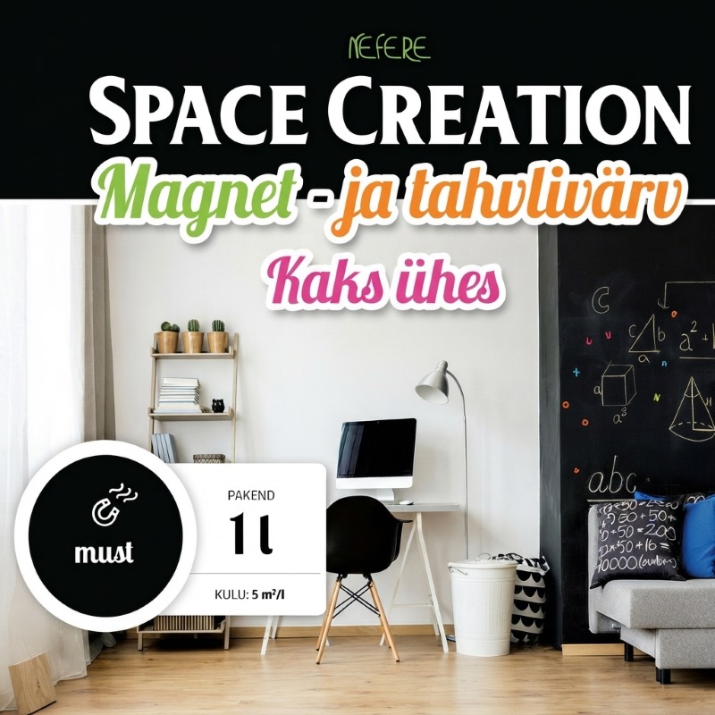 värvile saab kriidiga kirjutada ja magneteid kinnitada